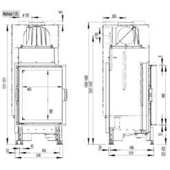 Eck-Kamineinsatz 55x55x68K 7kW DIBt -Heizungsanlagen 55x55x68k masse1 1280x1280