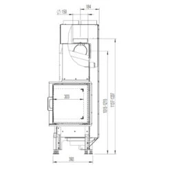 Eck-Kamineinsatz 63x40x42K Rechts Verglast 8kW DIBT -Heizungsanlagen 63x40x42K rechts masse1 1280x1280