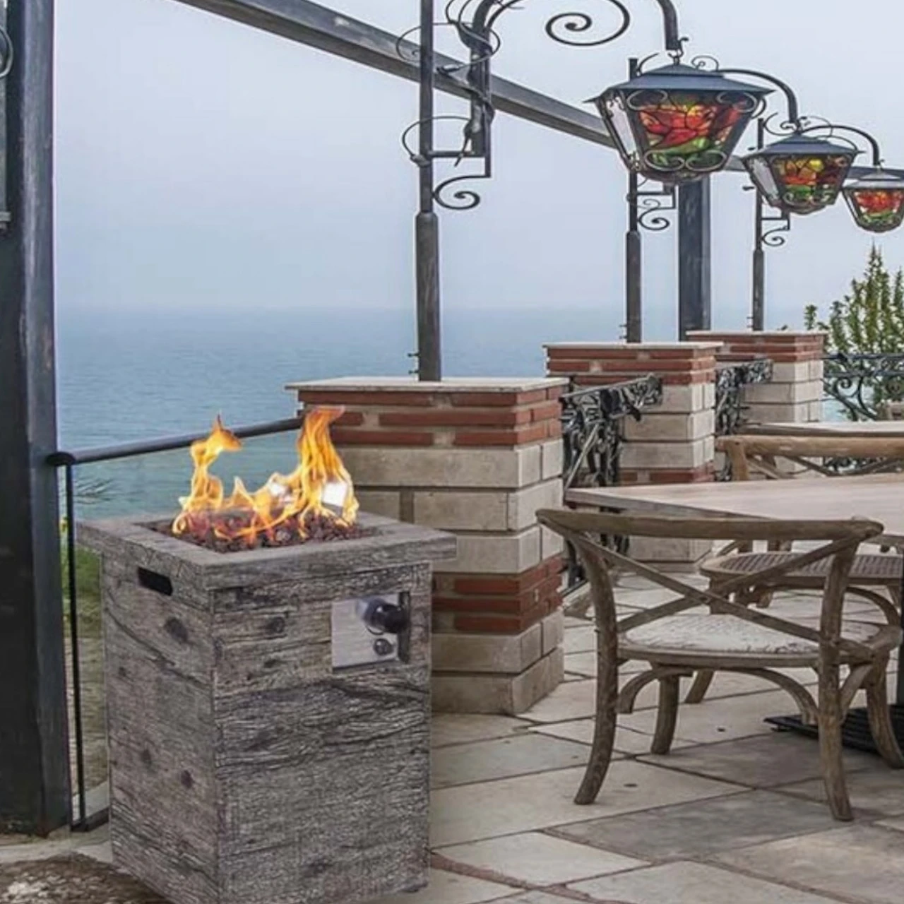 Column 50 Gaskamin Außenkamin Holzoptik 4 Column 50 Gaskamin Außenkamin Holzoptik – Bild 2