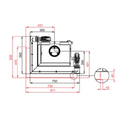 Therm V7CL Eck-Kamineinsatz Links 7kW Hebetür -Heizungsanlagen bef therm v 7 CL masse2 1280x1280