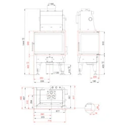 Aquatic WH80CL Wasser Kamineinsatz 14kW Links Verglast -Heizungsanlagen bef aquatic wh 80 cl masse 1280x1280