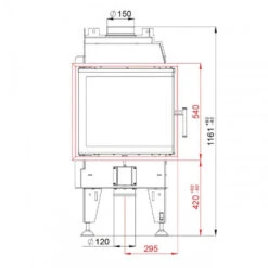 Therm 6CP Eckkamineinsatz Rechtsverglast 6kW -Heizungsanlagen bef therm 6 cp masse1 1280x1280