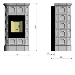 Blanka Kaminbausatz Mit Creme Kacheln 8kW -Heizungsanlagen blanka 8 bausatz kachel masse1 1280x1280
