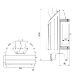 Blanka 8 Warmluft Kamineinsatz 8kW Links Verglast -Heizungsanlagen blanka 8 links verglast masse1 1280x1280