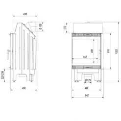 Blanka 8 Warmluft Kamineinsatz 8kW Links Verglast -Heizungsanlagen blanka 8 links verglast masse2 1280x1280