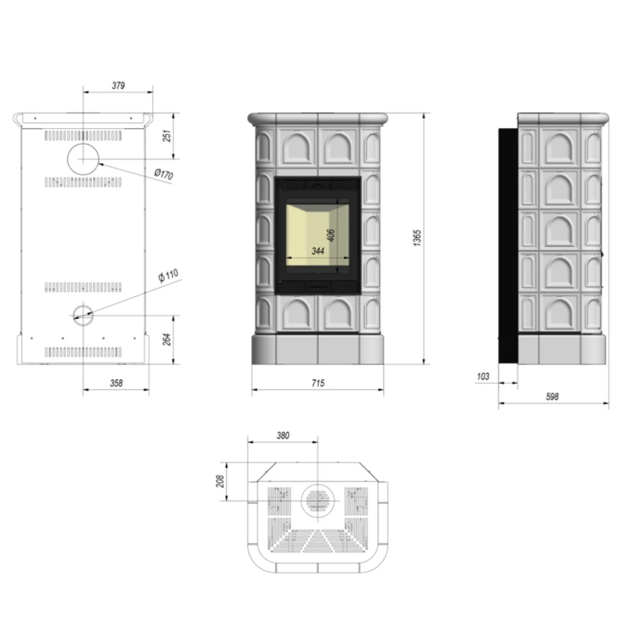 Blanka 8 Kaminbausatz Schwarze Kacheln 8kW 7 Blanka 8 Kaminbausatz Schwarze Kacheln 8kW – Bild 5