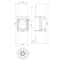 Kaminofen Faro 6KW 180° Panorama Sichtscheibe Mocca -Heizungsanlagen cera design kaminofen faro masse 1280x1280