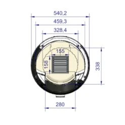 Rondotherm Titan Midi Kaminofen 6KW Schwarz DIBt -Heizungsanlagen cera design rondotherm titan midi masse2 1280x1280