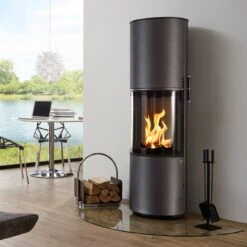 Heizungsanlagen 30 Volare DIBT Kaminofen 6KW 180° Panorama Sichtscheibe Schwarz