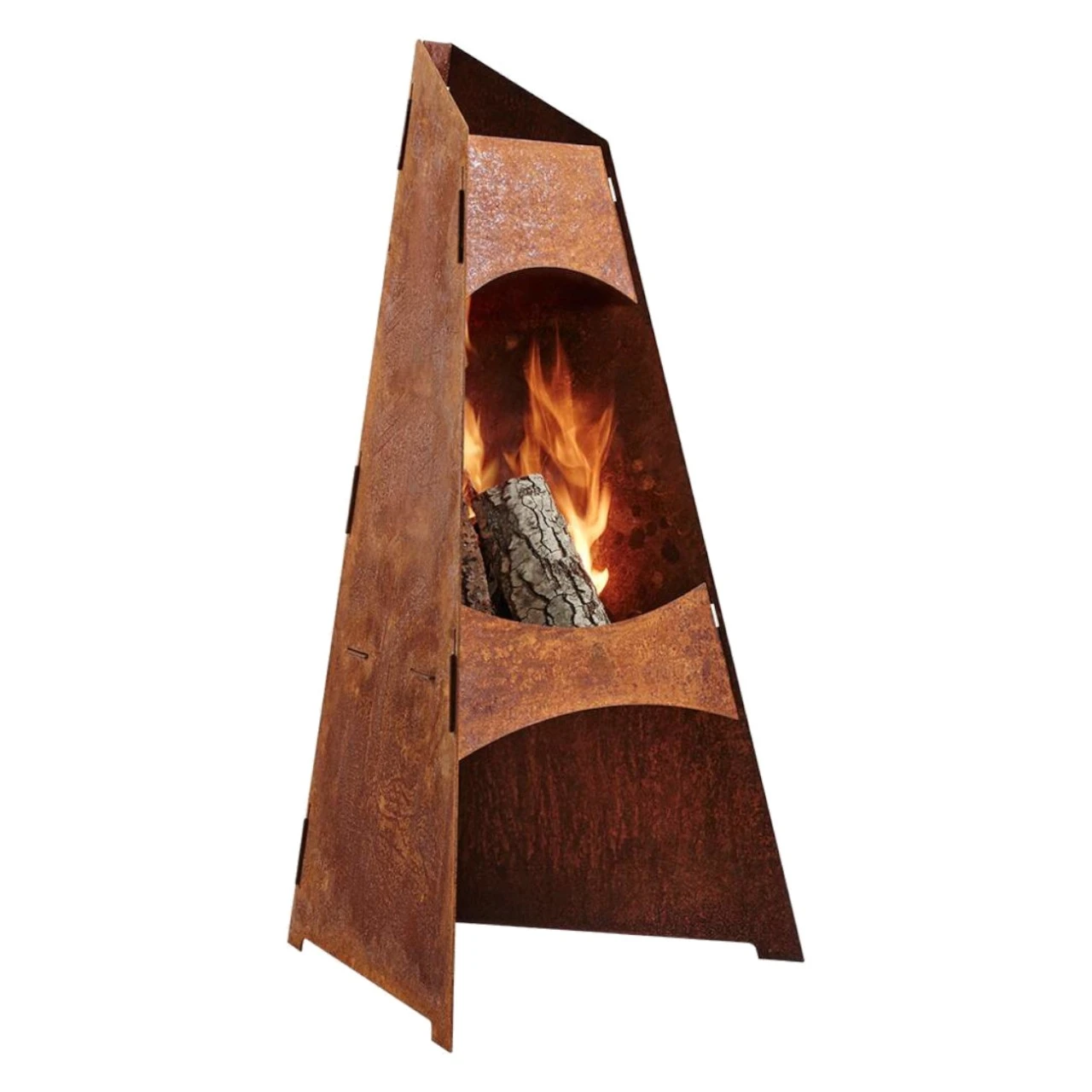 Delta Pyramide Gartenkamin Cortenstahl 3 Delta Pyramide Gartenkamin Cortenstahl