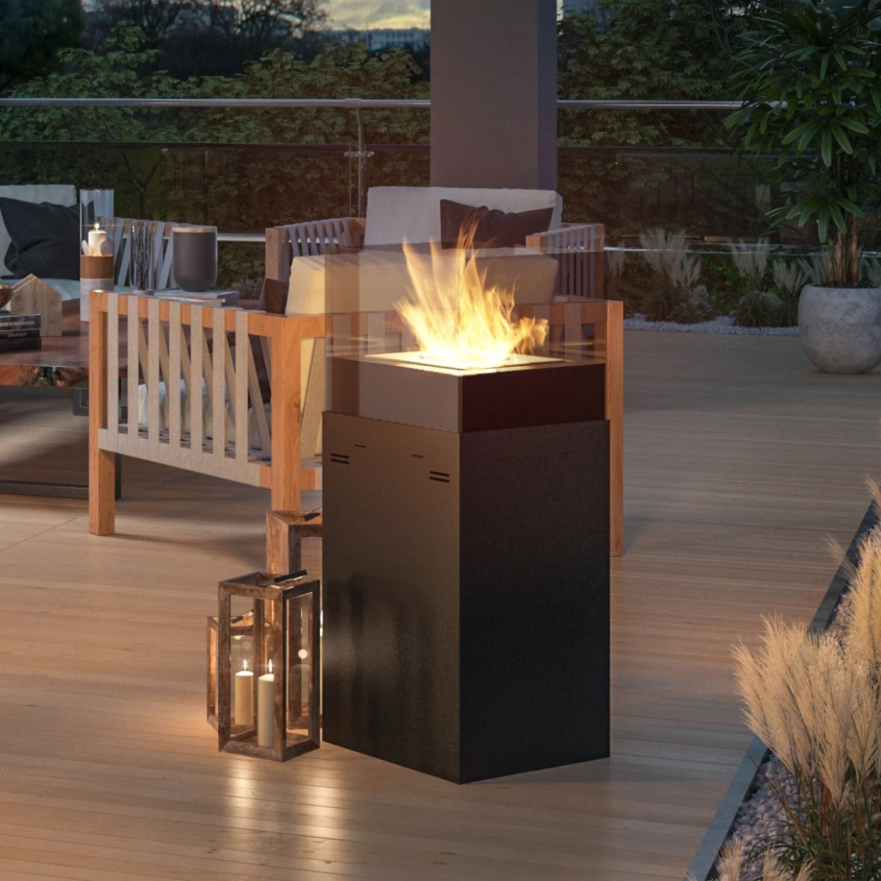 Instand 850 Schwarz Ethanolkamin Feuersäule 3 Instand 850 Schwarz Ethanolkamin Feuersäule