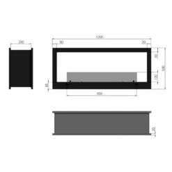 2SIDE 1200 Tunnel-Ethanolkamin Kassette Einbauprofil -Heizungsanlagen ethanolkamin 2side 1200 masse1 1280x1280