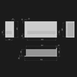 CORNER P900 Ethanolkamin Einbaukassette Ecke Rechts -Heizungsanlagen ethanolkamin cornerbox900R masse 1280x1280