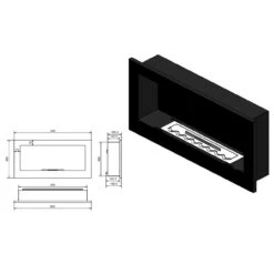 INSIDE 900 Ethanolkamin Einbaukassette Weiß -Heizungsanlagen ethanolkamin inside 900 masse 1280x1280