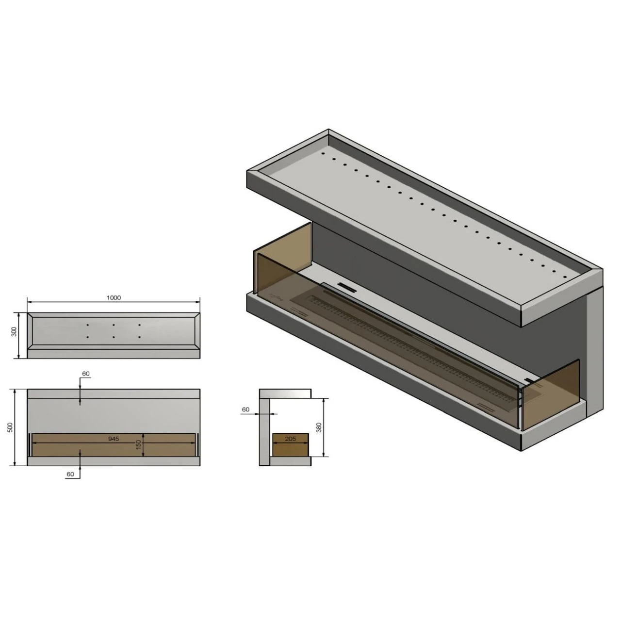 INSIDE C1000 2.0 Panorama Ethanolkamin Einbaukassette 14 INSIDE C1000 2.0 Panorama Ethanolkamin Einbaukassette – Bild 12
