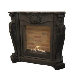 Louis Bioethanol Kamin Naturstein Schwarz Mit Steindekor