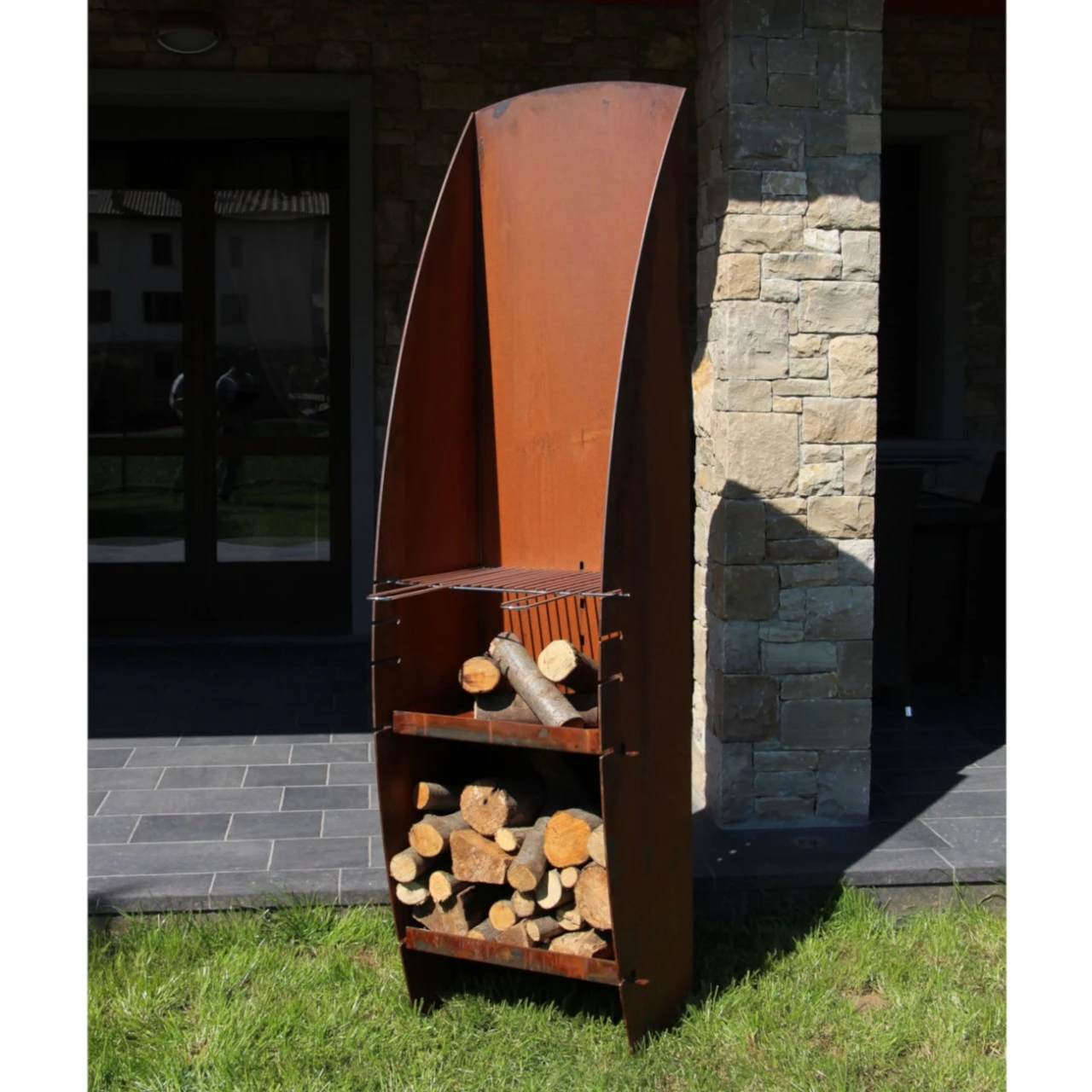 Gartenkamin CLASSIC Mit Grill Aus Cortenstahl 9 Gartenkamin CLASSIC Mit Grill Aus Cortenstahl – Bild 7