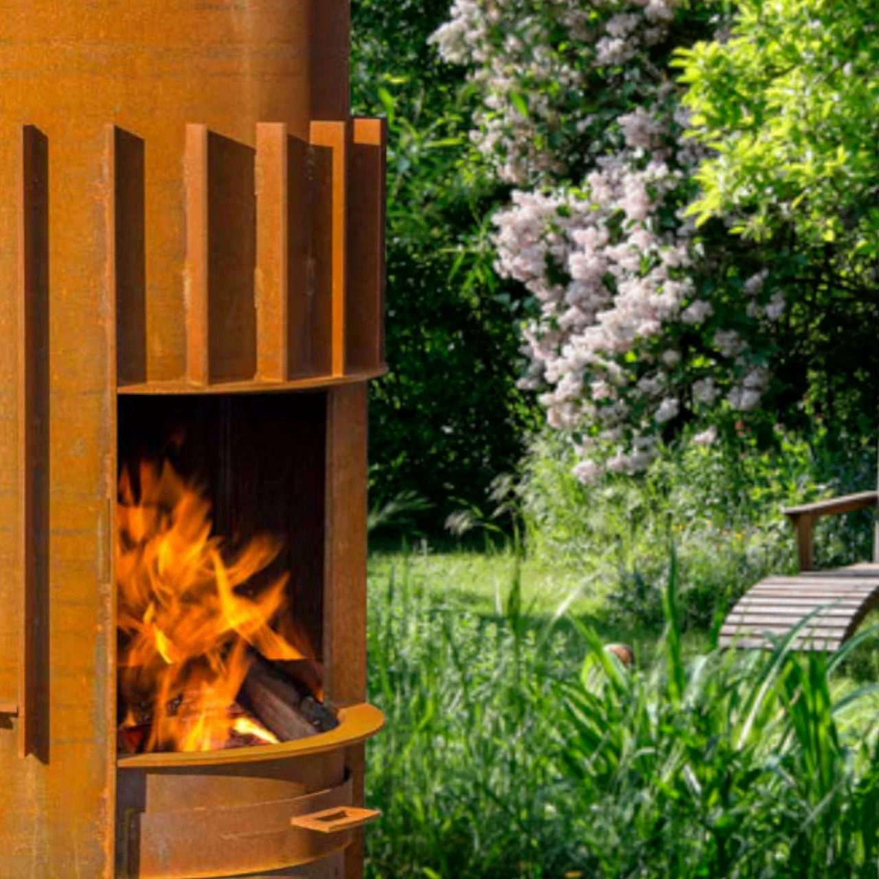 Gartenkamin Feuerschale PRIMUS Cortenstahl Optionales Grillrost 6 Gartenkamin Feuerschale PRIMUS Cortenstahl Optionales Grillrost – Bild 4