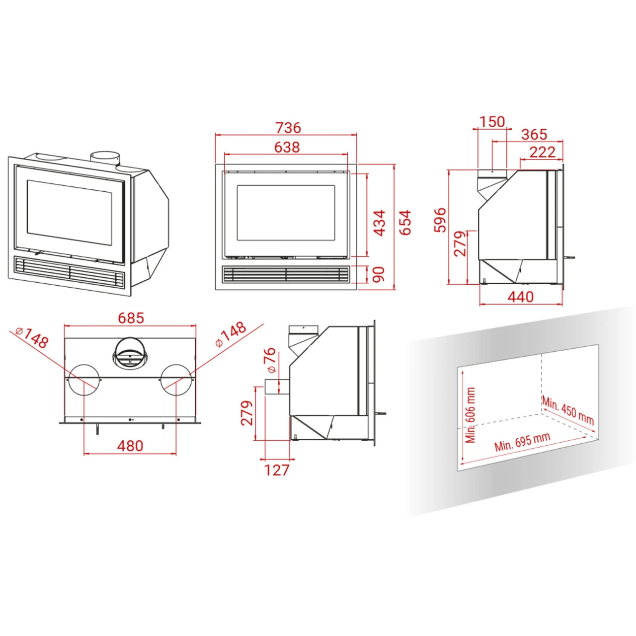 H470 Air Einbau-Kaminkassette 6kW Mit Ventilator 8 H470 Air Einbau-Kaminkassette 6kW Mit Ventilator – Bild 6