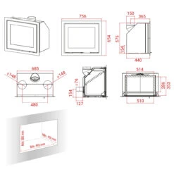 H570 Einbau-Kaminkassette 6kW 16 H570 Einbau-Kaminkassette 6kW -Heizungsanlagen h570 masse 1280x1280