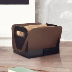 Hoya Designer Holzkorb Aus Aluminium Schwarz Und Bronze -Heizungsanlagen hoya holzkorb designer pelletkorb schwarz bronze web2 1280x1280