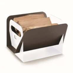 Hoya Designer Holzkorb Aus Aluminium Weiß Und Bronze -Heizungsanlagen hoya holzkorb designer pelletkorb weiss bronze web1 1280x1280