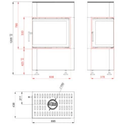Kompakt 7CL Kaminofen Kaminbausatz 7kW Linksverglast -Heizungsanlagen kaminbausatz kompakt 7 cl masse 1280x1280