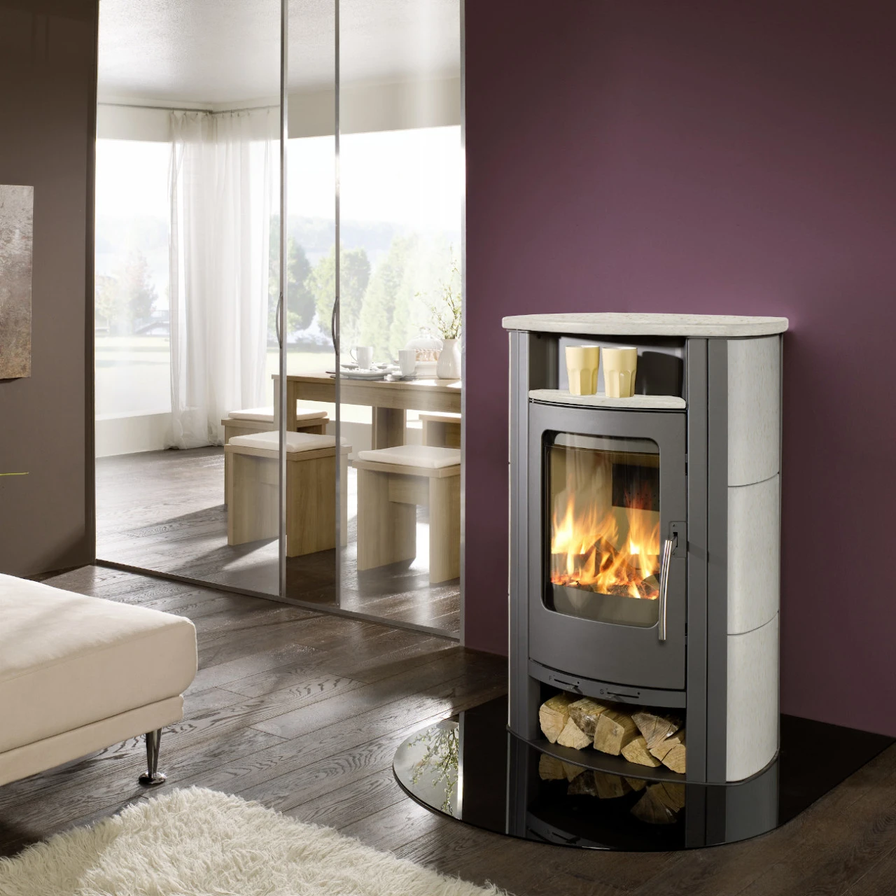 Caron Aqua Wasser Kaminofen 7+3 KW Gussgrau Mit Kachel Ahorn 4 Caron Aqua Wasser Kaminofen 7+3 KW Gussgrau Mit Kachel Ahorn – Bild 2