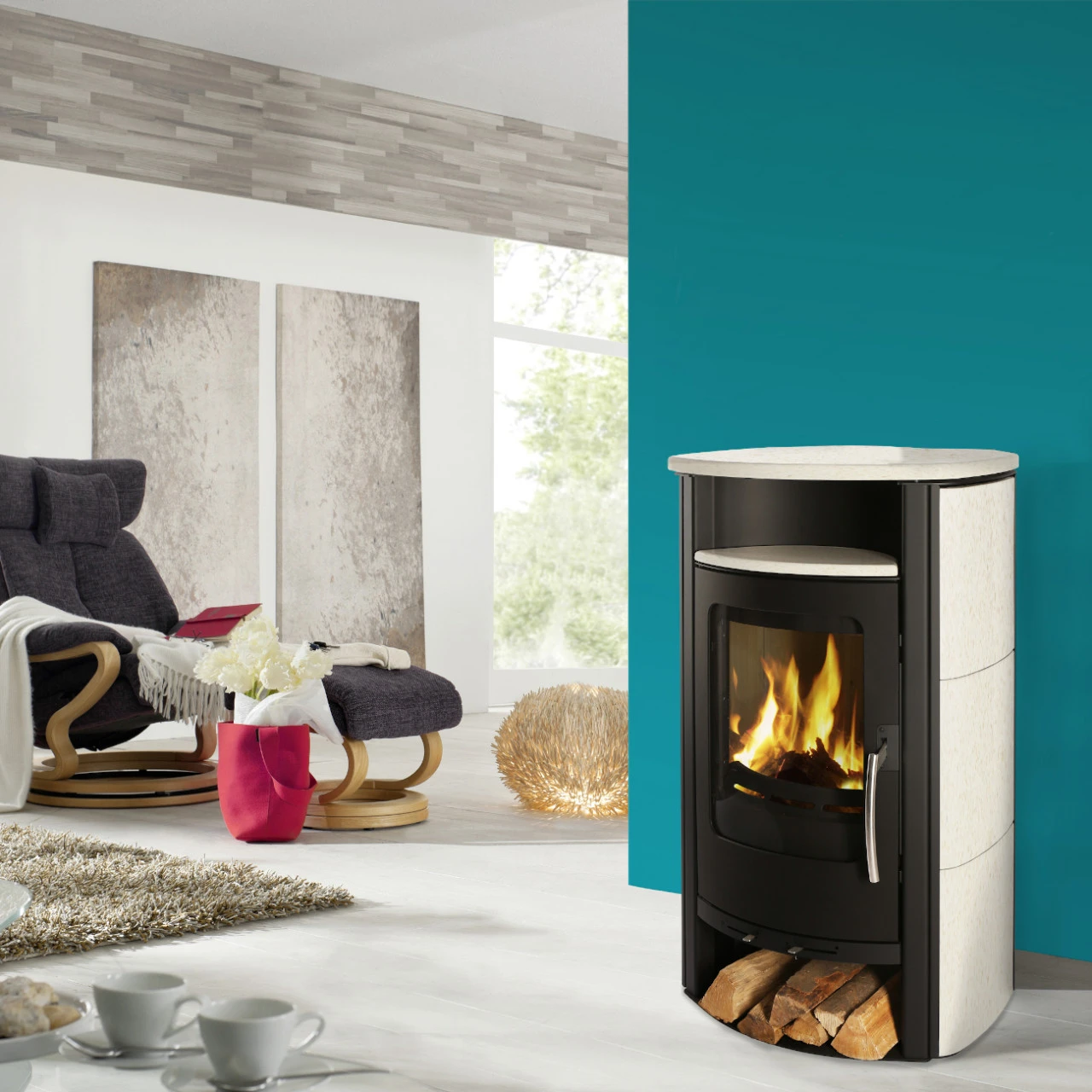 Caron Aqua Wasser Kaminofen 7+3 KW Schwarz Mit Kacheln Ahorn 4 Caron Aqua Wasser Kaminofen 7+3 KW Schwarz Mit Kacheln Ahorn – Bild 2