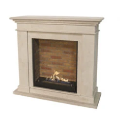 Kos Bioethanol Kamin Naturstein Weiß Mit Steindekor