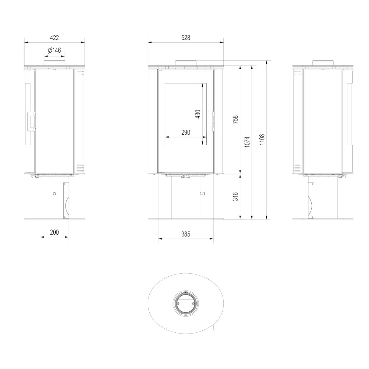 Koza AB/S/N/O/Glass Drehbarer Kaminofen 8kW Weiße Kacheln 7 Koza AB/S/N/O/Glass Drehbarer Kaminofen 8kW Weiße Kacheln – Bild 5
