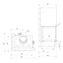 MBZ13 Warmluft Kamineinsatz Linksverglast 13kW Hebetür -Heizungsanlagen kratki mbz g links masse1 1280x1280