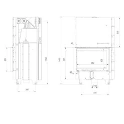 MBZ13 Warmluft Kamineinsatz Linksverglast 13kW Hebetür -Heizungsanlagen kratki mbz g links masse2 1280x1280