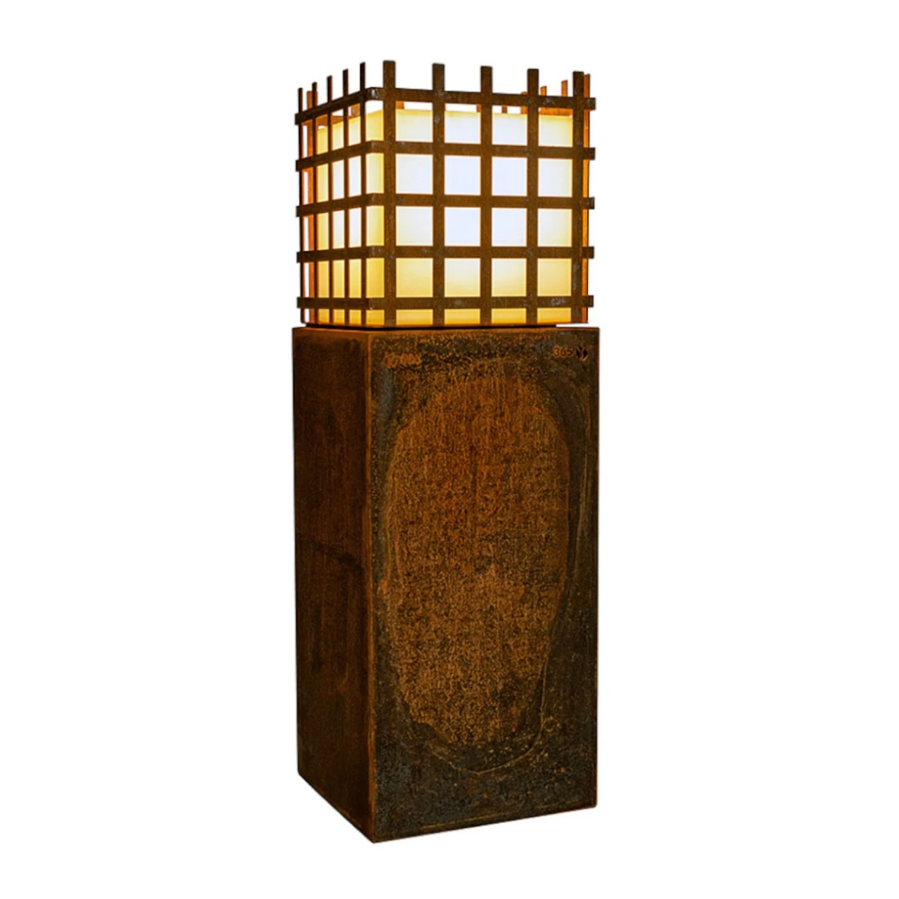 LED Würfel Lampe ELDUR Mit Podest Cortenstahl 3 LED Würfel Lampe ELDUR Mit Podest Cortenstahl