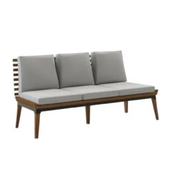 Nexo Iroko-Holz Dreisitzer Garten Sofa Schwarz