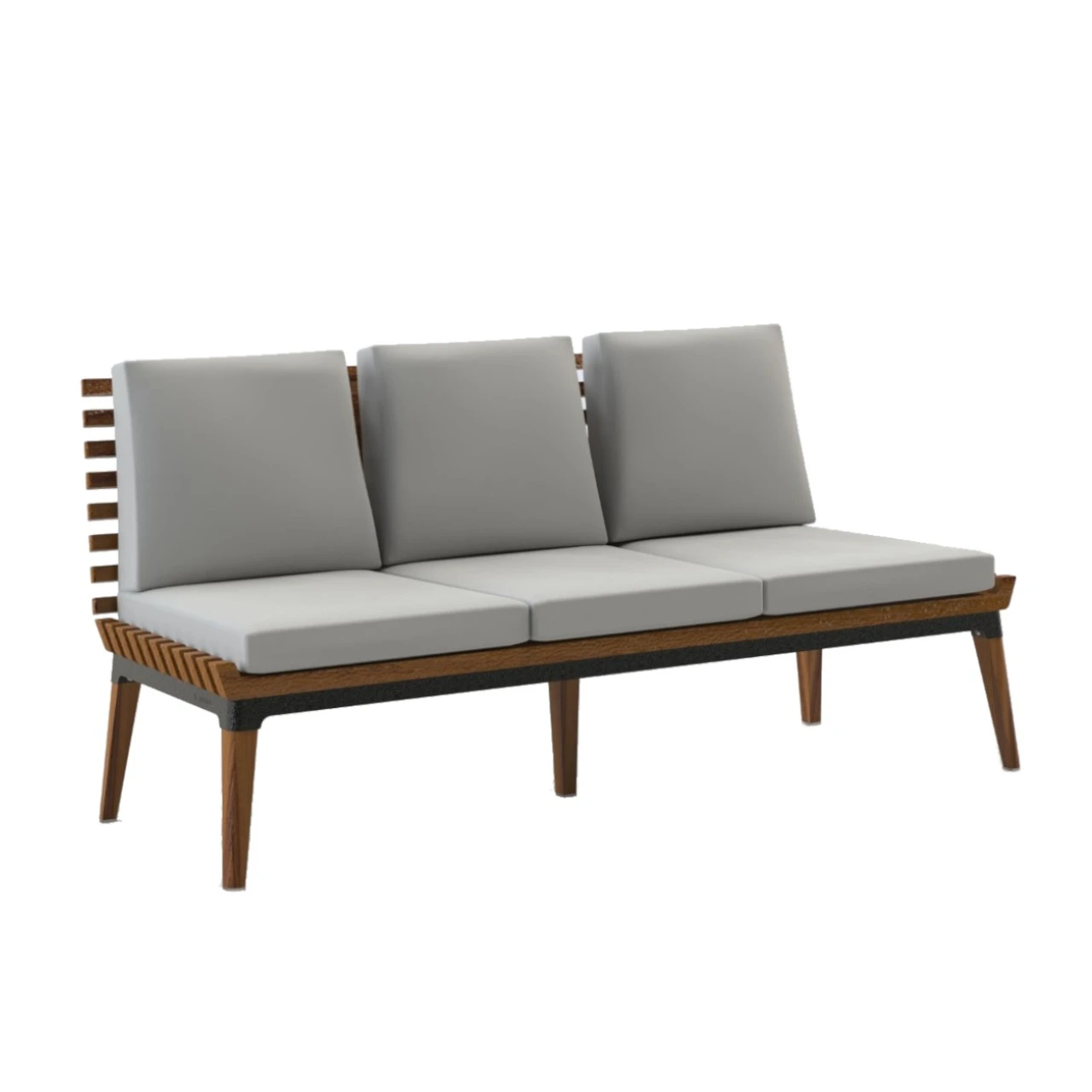 Nexo Iroko-Holz Dreisitzer Garten Sofa Schwarz 3 Nexo Iroko-Holz Dreisitzer Garten Sofa Schwarz