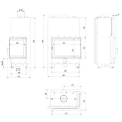 MBA17 Wassergeführter Rechtsverglaster Kamineinsatz 17kW -Heizungsanlagen mba pw 17 p bs w masse 1280x1280