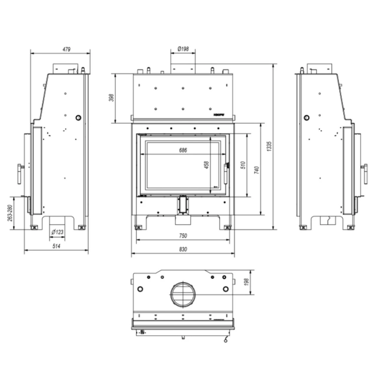 MBO15 Wassergeführter Kamineinsatz 15kW Rahmenlose Tür 8 MBO15 Wassergeführter Kamineinsatz 15kW Rahmenlose Tür – Bild 6