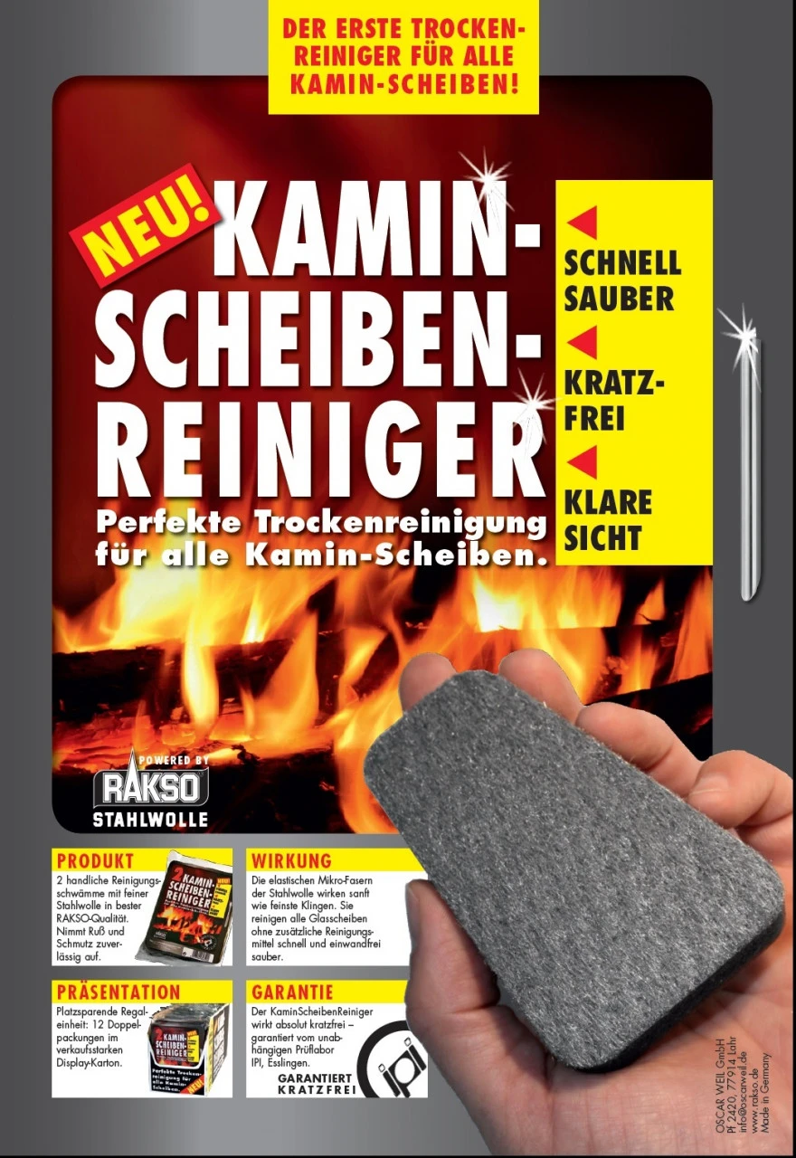 Rakso Kamin-Scheibenreiniger / Kaminglasreinger / Ofenglasreiniger- 2 Stück 4 Rakso Kamin-Scheibenreiniger / Kaminglasreinger / Ofenglasreiniger- 2 Stück – Bild 2