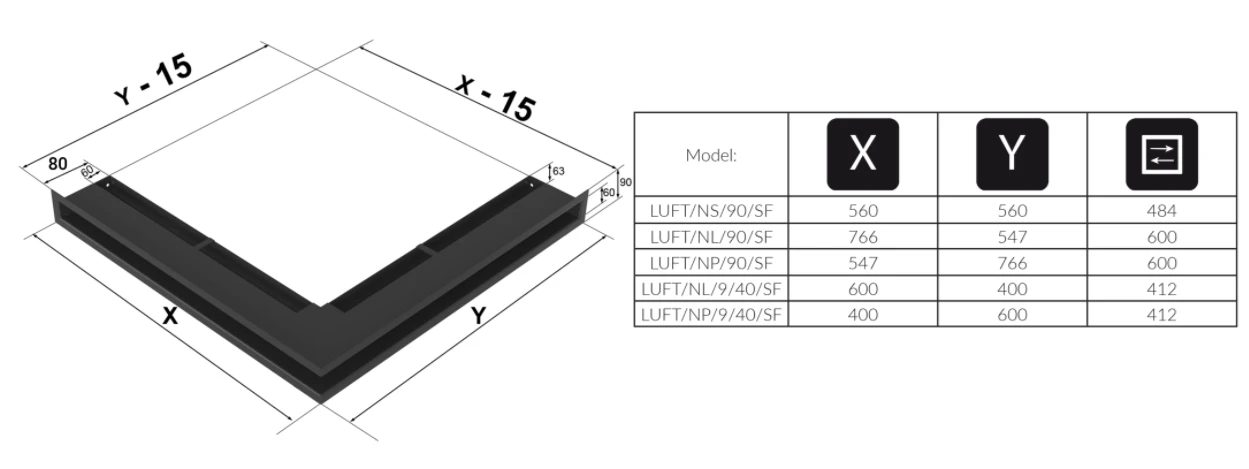 Eckluftleiste LUFT Rechts 40x60 Cm Schwarz 8 Eckluftleiste LUFT Rechts 40x60 Cm Schwarz – Bild 6