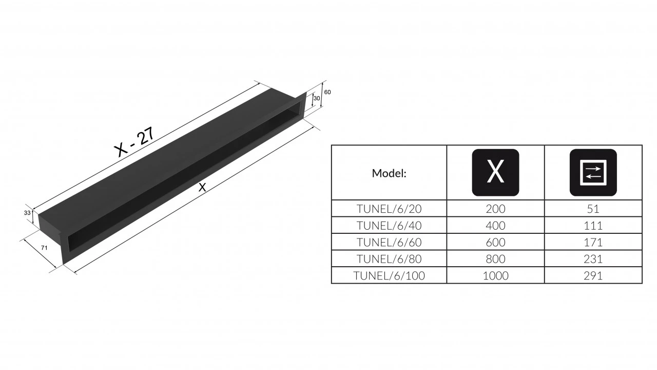 Luftleiste TUNNEL Schwarz Verschiedene Größen 10 Luftleiste TUNNEL Schwarz Verschiedene Größen – Bild 8