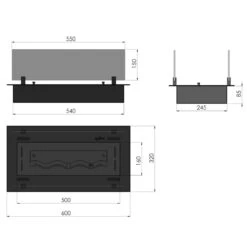 Slim Line Insert Black 600 Ethanolbrenner Einbaumodul -Heizungsanlagen slim line insert black ethanol einbaumodul 600 masse 1280x1280