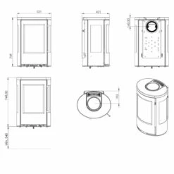 TT23RGW Panorama Wand-Kaminofen 5kW Schwarz 18 TT23RGW Panorama Wand-Kaminofen 5kW Schwarz -Heizungsanlagen termatech tt23rgw wand kaminofen masse 1280x1280