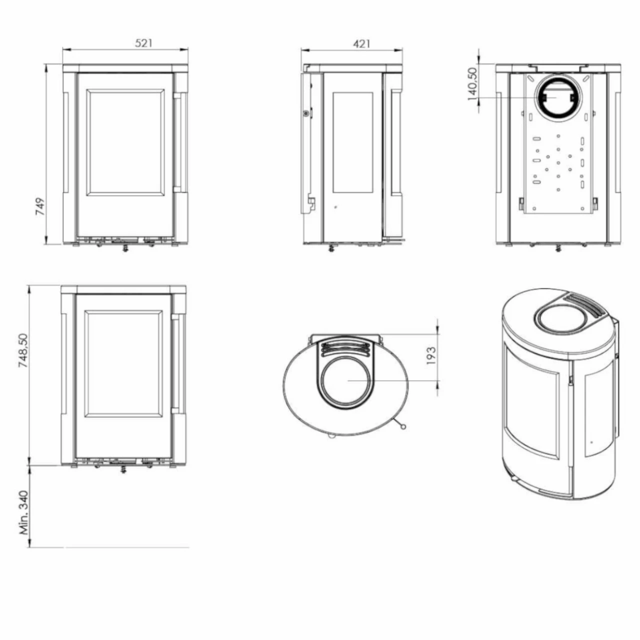TT23RGW Panorama Wand-Kaminofen 5kW Schwarz 9 TT23RGW Panorama Wand-Kaminofen 5kW Schwarz – Bild 7