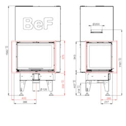 Therm V8CL Eck-Kamineinsatz Links 8kW Hebetür -Heizungsanlagen therm v8cl masse1 1280x1280