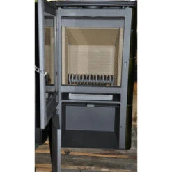 Falun Gussgrau Kaminofen 8kW -Heizungsanlagen thorma design falun grau offen 1280x1280