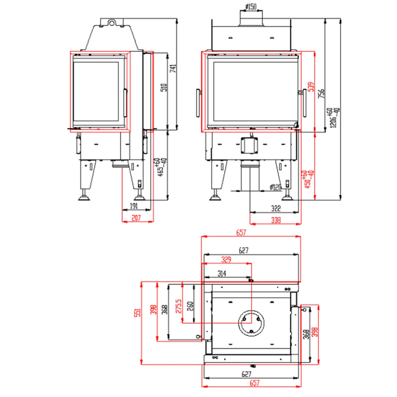 Twin 7CPCP Tunnel-Eckkamineinsatz Rechtsverglast 7kW 7 Twin 7CPCP Tunnel-Eckkamineinsatz Rechtsverglast 7kW – Bild 5