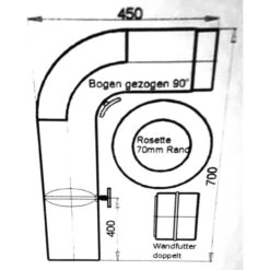 Rauchrohrset 90° Gezogener Bogen 150mm Ø Wandrosette Mauermuffe -Heizungsanlagen v3s masse 1280x1280