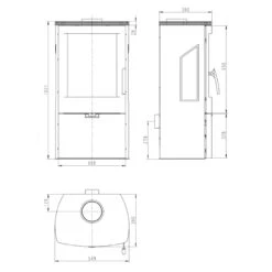 Wikantica Panorama Kaminofen Schwarz 8kW -Heizungsanlagen wikantika kaminofen masse 1280x1280
